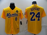Los Angeles Lakers #8 #24 Kobe Bryant Mamba Yellow Men's Stitched Cool Base Nike Baseball Jersey,baseball caps,new era cap wholesale,wholesale hats